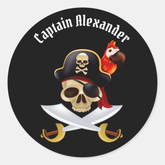 Pirate Personaliseer Classic Ronde Sticker (Voorkant)