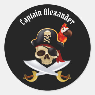 Pirate Personaliseer Classic Ronde Sticker