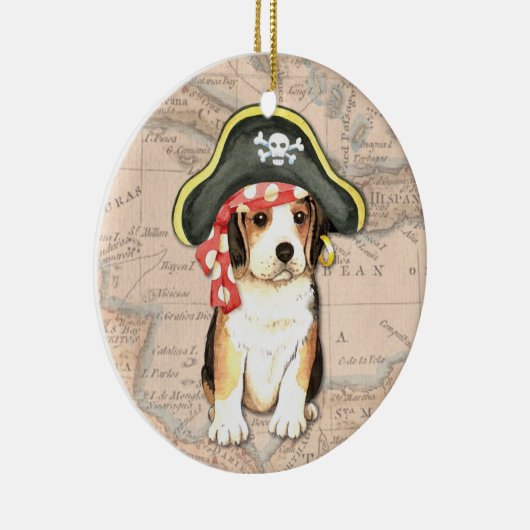 Pirate Pet Beagle Keramisch Ornament (Rechts)