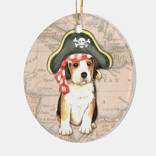 Pirate Pet Beagle Keramisch Ornament (Links)