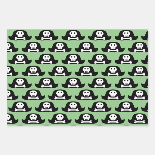 Pirate Pet Black Skull Crossbones Patroon Kinder Inpakpapier Vel (Voorkant 3)