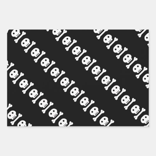 Pirate Pet Black Skull Crossbones Patroon Kinder Inpakpapier Vel (Voorkant 2)