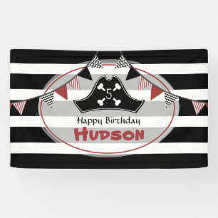 Pirate Pet Black + White Stripes Birthday Spandoek