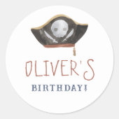 Pirate Pet Boy Verjaardagsfeest Ronde Sticker (Voorkant)