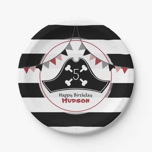 Pirate Pet Verjaardag Papieren Bordje (Voorkant)