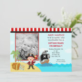 Pirate Photo Birthday Party Invitations Kaart (Staand voorkant)