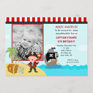 Pirate Photo Birthday Party Invitations Kaart