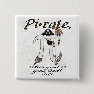 Pirate Pi Day Gear Vierkante Button 5,1 Cm