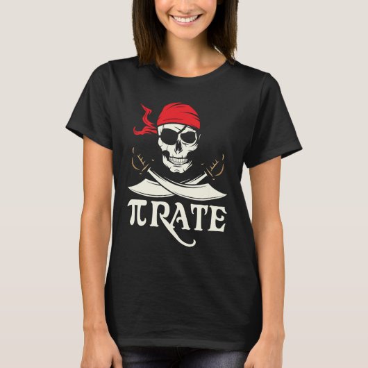 Pirate Pi Mathematical Skull Captain Pi Day T-shirt (Voorkant)