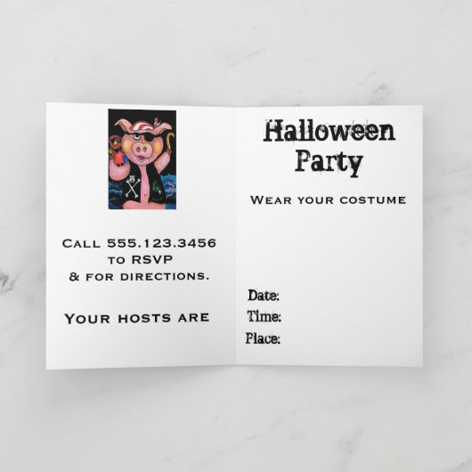 Pirate Pig Halloween Party Uitnodiging (Binnen)