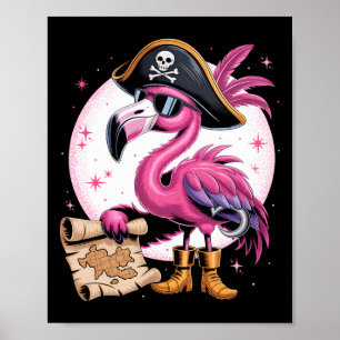Pirate Pink Flamingo Grappig Halloween Party Kostu Poster