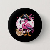 Pirate Pink Flamingo Grappig Halloween Party Kostu Ronde Button 5,7 Cm (Voorkant)