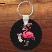 Pirate Pink Flamingo Grappig Halloween Party Kostu Sleutelhanger (Voorkant)