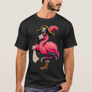 Pirate Pink Flamingo Grappig Halloween Party Kostu T-shirt