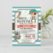 Pirate, piratenschip thema verjaardagsfeest kaart (Staand voorkant)