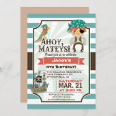 Pirate, piratenschip thema verjaardagsfeest kaart (Voorkant / Achterkant)
