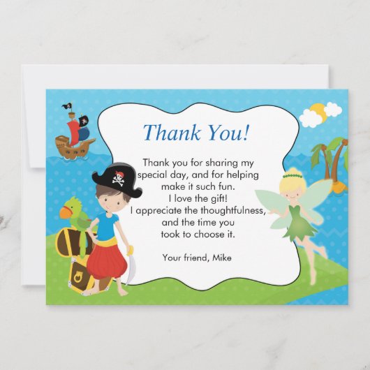 Pirate Pixie Fairy Hartelijk dank Bedankkaart (Voorkant)