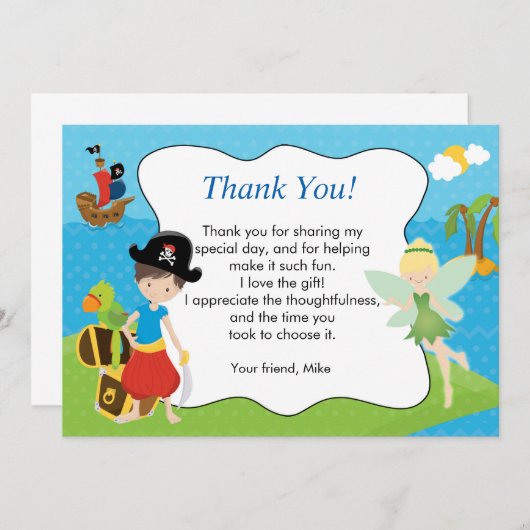 Pirate Pixie Fairy Hartelijk dank Bedankkaart (Voorkant / Achterkant)