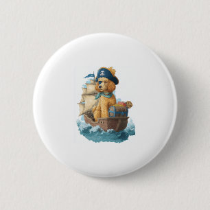 Pirate Poedel � Funny Zee Dog Ronde Button 5,7 Cm