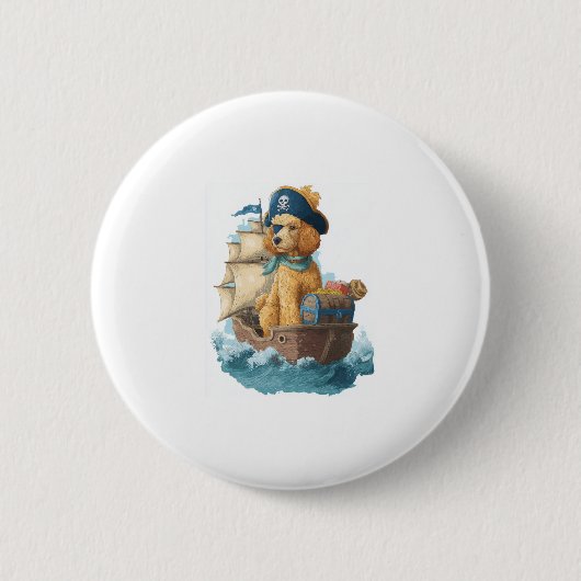 Pirate Poedel � Funny Zee Dog Ronde Button 5,7 Cm (Voorkant)