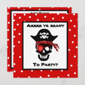 Pirate Polka Dot Birthday Party over kinderschedel Kaart (Voorkant / Achterkant)