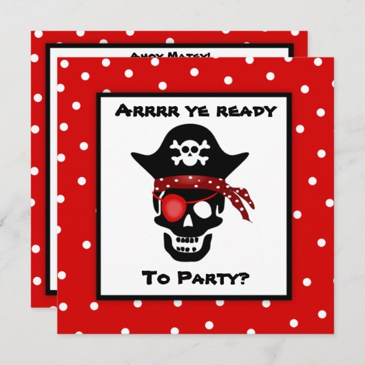 Pirate Polka Dot Birthday Party over kinderschedel Kaart (Voorkant / Achterkant)
