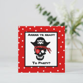 Pirate Polka Dot Birthday Party over kinderschedel Kaart (Staand voorkant)