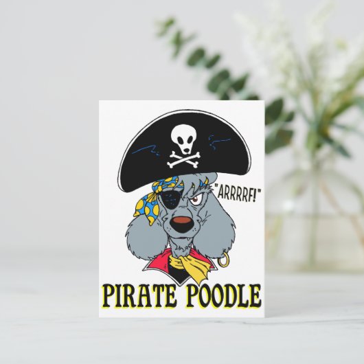 Pirate Poodle Briefkaart (Staand voorkant)