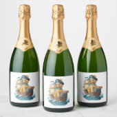 Pirate Poodle � Funny Sea Dog Sparkling Wijnetiket (Flessen)