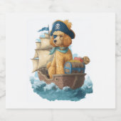 Pirate Poodle � Funny Sea Dog Sparkling Wijnetiket (Enkel label)