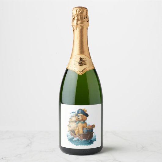 Pirate Poodle � Funny Sea Dog Sparkling Wijnetiket (Voorkant)