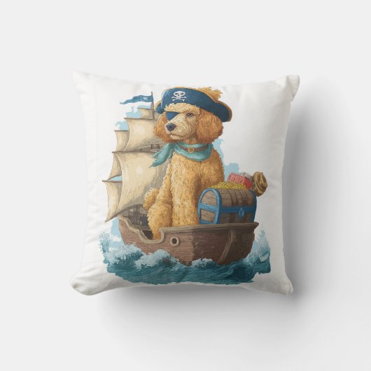 Pirate Poodle � Grappige Zee Hond Kussen (Voorkant)