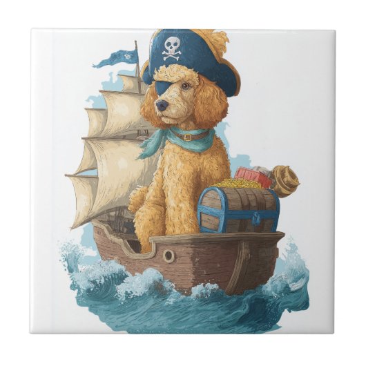 Pirate Poodle � Grappige Zee Hond Tegeltje (Voorkant)