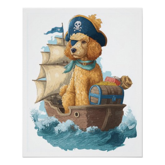 Pirate Poodle � Grappige Zeehond Perfect Poster (Voorkant)