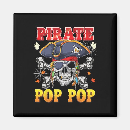 Pirate Pop-pop schedel Crossbones Halloween Kostuu Magneet (Voorkant)