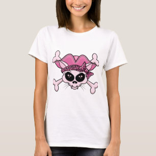 Pirate Pretty Kitty Schedel T-shirt