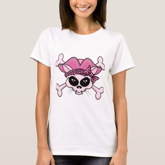Pirate Pretty Kitty Schedel T-shirt (Voorkant)
