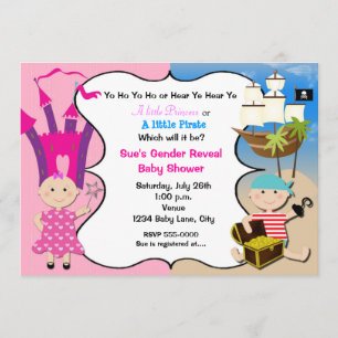 Pirate Princess Babies Baby shower Invitation Kaart