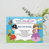 Pirate Princess Invitation Boy Birthday Party Kaart (Staand voorkant)