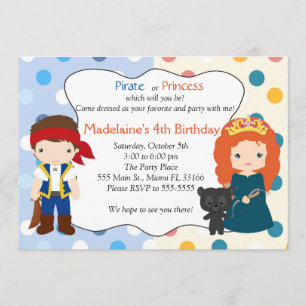 Pirate Princess Invitation Kids Birthday Party Kaart