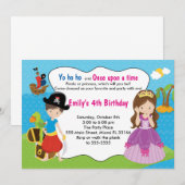 Pirate Princess Invitation Kids Birthday Party Kaart (Voorkant / Achterkant)