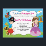 Pirate Princess Invitation Kids Birthday Party Kaart<br><div class="desc">Druk je gasten in met deze mooie piraat en prinsesdagkaart. Pas het met uw details voor om het even welke gebeurtenis aan.</div>