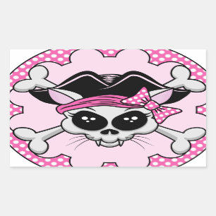 Pirate Princess Kat Skull Rechthoekige Sticker