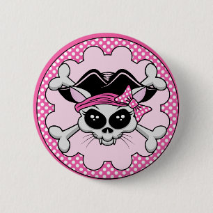 Pirate Princess Kat Skull Ronde Button 5,7 Cm