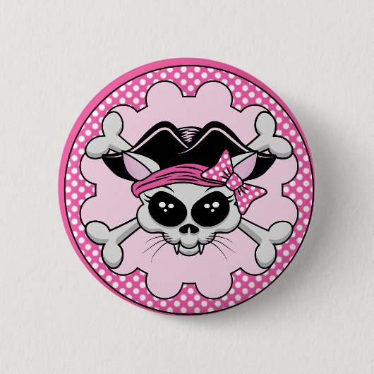 Pirate Princess Kat Skull Ronde Button 5,7 Cm (Voorkant)