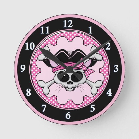 Pirate Princess Kat Skull Ronde Klok (Voorkant)