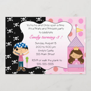 Pirate Princess Kids Birthday Party Kaart