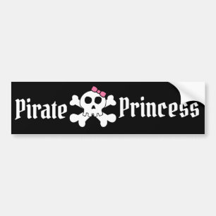 Pirate Princess met roze romp & piraatschedel Bumpersticker