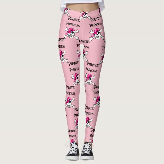 Pirate Princess met roze schedel Leggings (Voorkant)