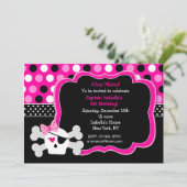 Pirate Princess Skull BIrthday-uitnodigingen Kaart (Staand voorkant)